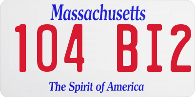 MA license plate 104BI2