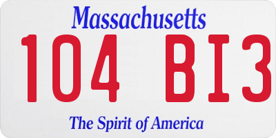 MA license plate 104BI3