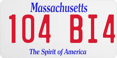 MA license plate 104BI4