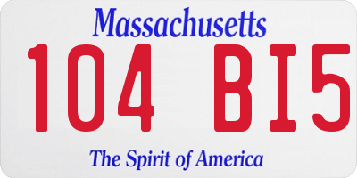 MA license plate 104BI5