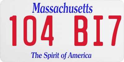 MA license plate 104BI7