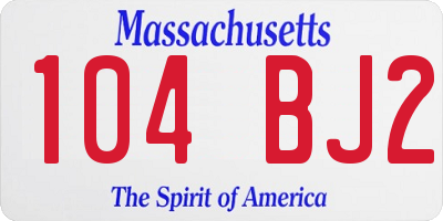 MA license plate 104BJ2