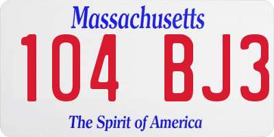 MA license plate 104BJ3