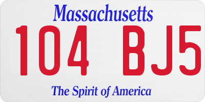 MA license plate 104BJ5