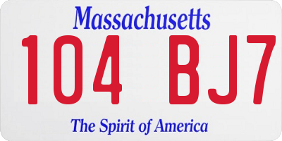 MA license plate 104BJ7