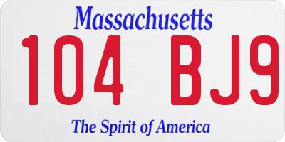 MA license plate 104BJ9