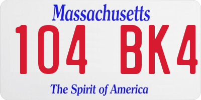 MA license plate 104BK4