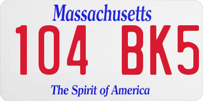 MA license plate 104BK5
