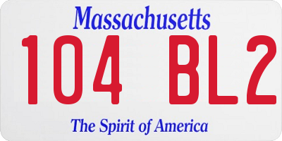 MA license plate 104BL2