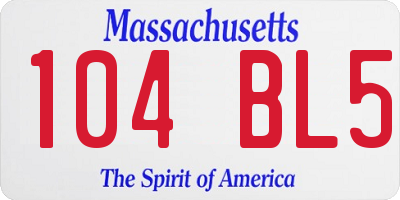 MA license plate 104BL5