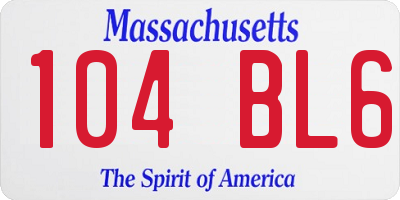 MA license plate 104BL6