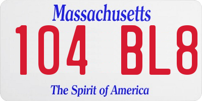 MA license plate 104BL8