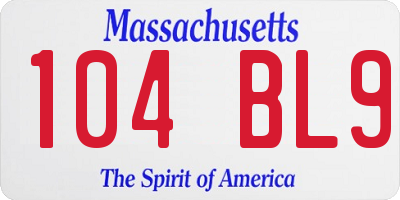 MA license plate 104BL9