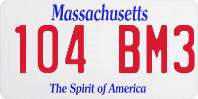 MA license plate 104BM3