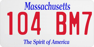 MA license plate 104BM7