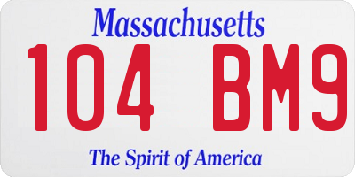 MA license plate 104BM9