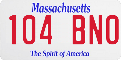 MA license plate 104BN0