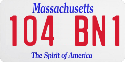 MA license plate 104BN1