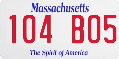 MA license plate 104BO5