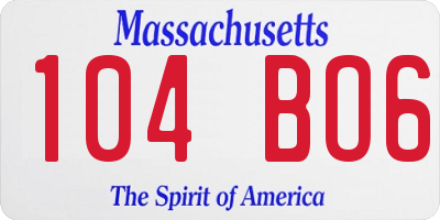 MA license plate 104BO6