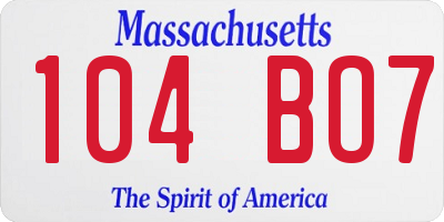 MA license plate 104BO7