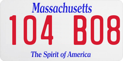 MA license plate 104BO8