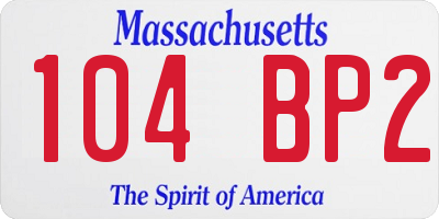 MA license plate 104BP2
