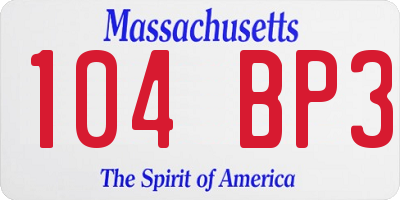 MA license plate 104BP3