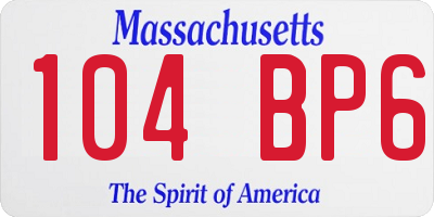 MA license plate 104BP6