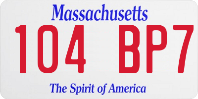 MA license plate 104BP7