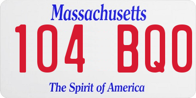 MA license plate 104BQ0
