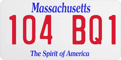 MA license plate 104BQ1