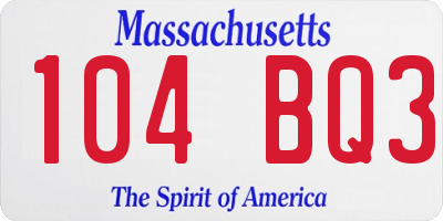 MA license plate 104BQ3