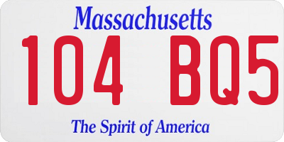 MA license plate 104BQ5