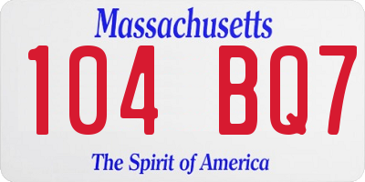 MA license plate 104BQ7