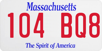 MA license plate 104BQ8