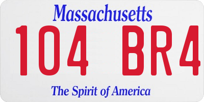 MA license plate 104BR4