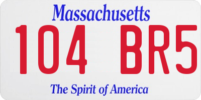 MA license plate 104BR5