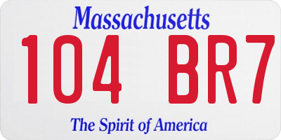 MA license plate 104BR7