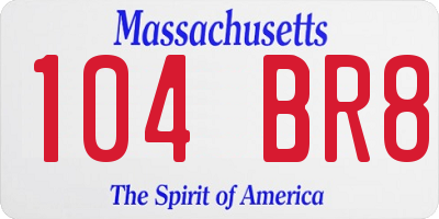 MA license plate 104BR8