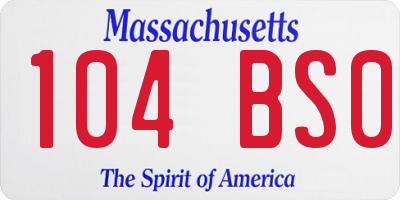 MA license plate 104BS0