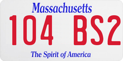 MA license plate 104BS2