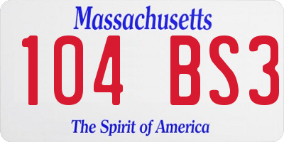 MA license plate 104BS3