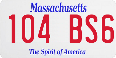 MA license plate 104BS6