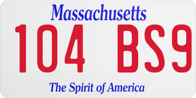 MA license plate 104BS9