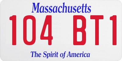 MA license plate 104BT1