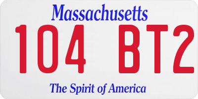 MA license plate 104BT2