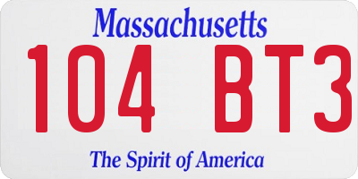 MA license plate 104BT3