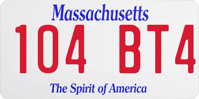 MA license plate 104BT4