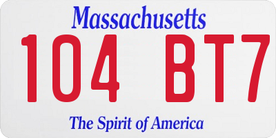 MA license plate 104BT7